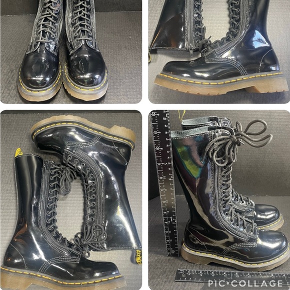 Double Zipper Dr Martens Patent Leather 14 Hole Tall Boots UK 3 US 5 - Picture 14 of 15